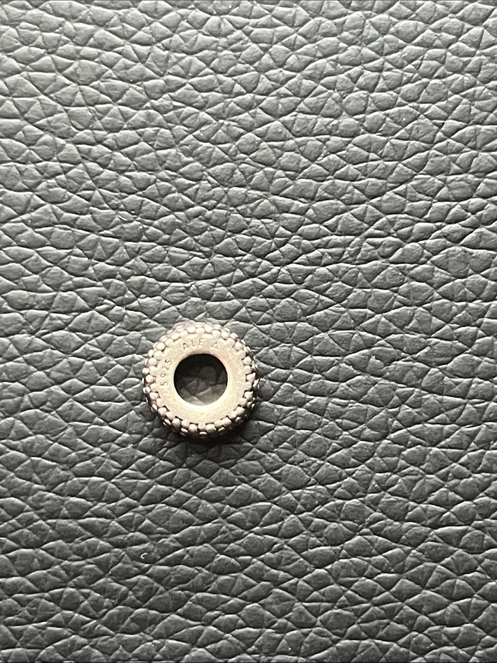 Pandora Silver Round Bead Charm with Textured Edge